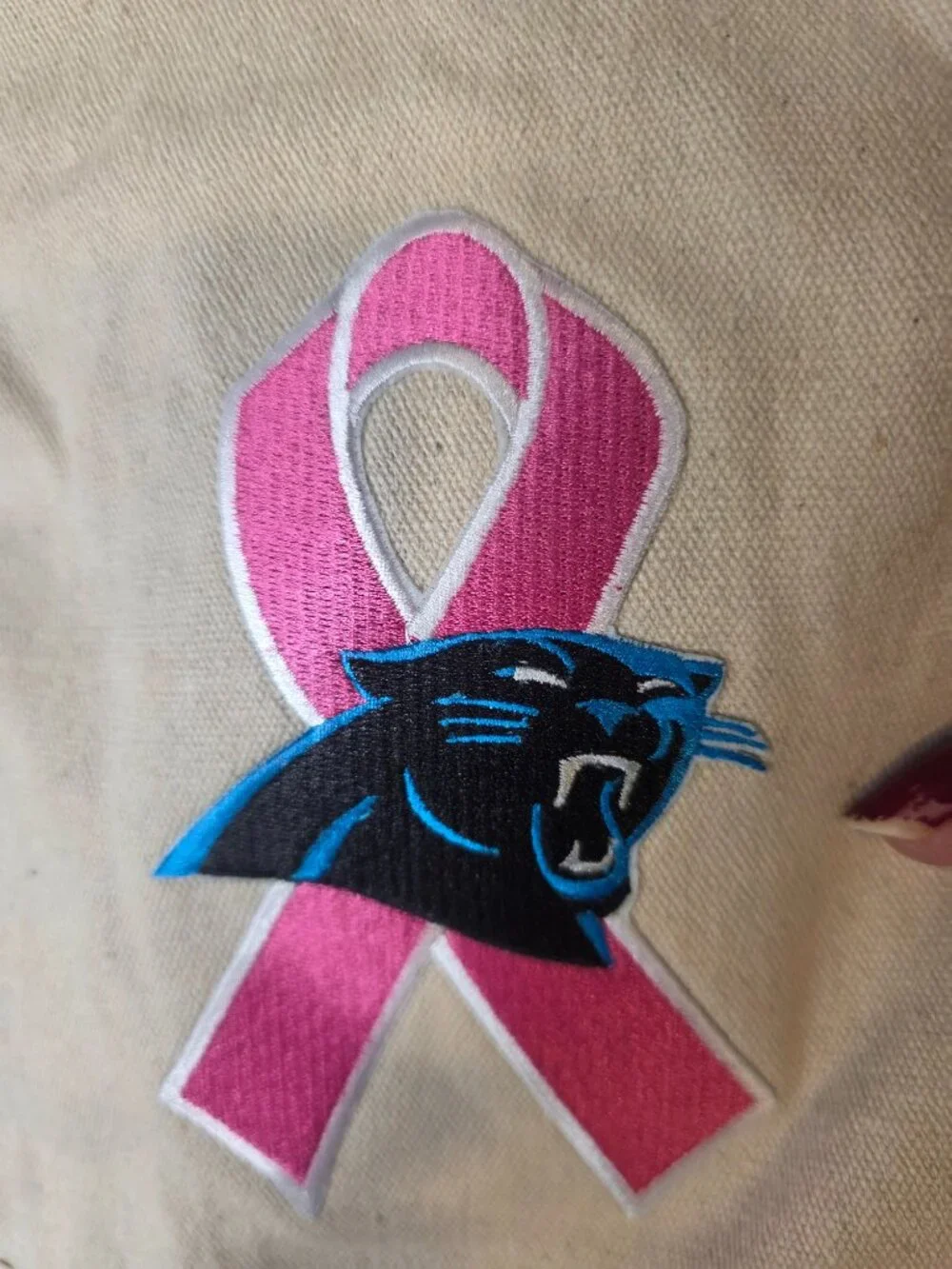 NFL Little Earth Old School Canvas Cinch Carolina Panthers Bag Breast Cancer NWT